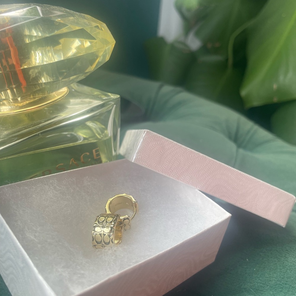 Coach Quilted C Huggies Earrings